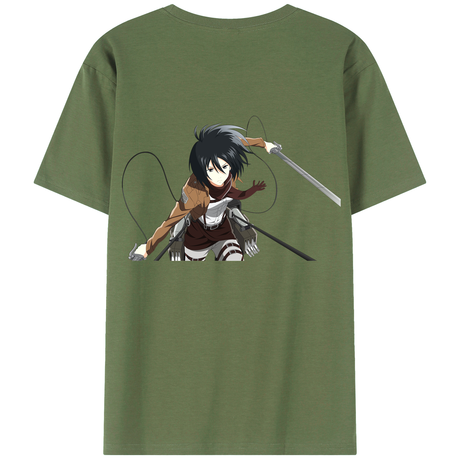 （画像用） 進撃の巨人 ミカサ·アッカーマン Attack on Titan Mikasa Ackerman 綿100％ メンズ半袖Tシャツ（バックプリント） 通気性